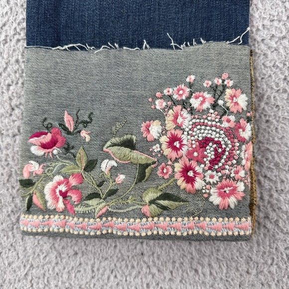 Driftwood Jeans Womens 26 Colette Embroidered Crop Straight Portofino Raw Edge - Picture 5 of 16